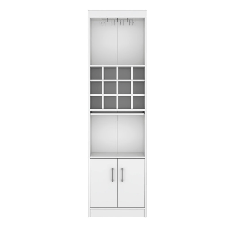 71-Inch Tall Bar Cabinet 5-Tier Modern Bar Cabinet With Glass Holder Stemware Rack, Wine Cabinet, Liquor Cabinet, 12 Bottle Cubbies, 5 Shelves, And Pull Out Tray