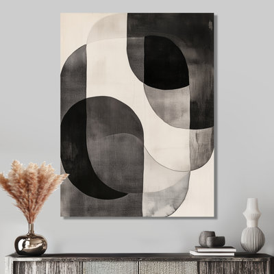 Black White Abstract Wall Art, Monochrome Curve Canvas, Geometry  Black And White Minimal Curves