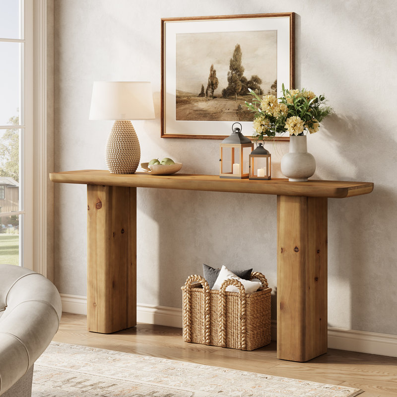 Console en bois de 63 pouces, table d'entrée de style campagnard, table de canapé longue pour vestibule, couloir, entrée,