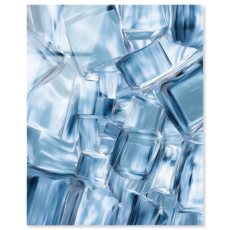 «Crystal Cubes», reproduction d'art acrylique sur toile bleue par Art Remedy, 36" H x 30" W