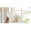 Chaise d'appoint moderne Mid-Century avec dossier à oreilles noyer / beige