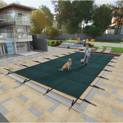 Swimming Pool Safety Cover, Fits Rectangular Underground And Inground Swimming Pools, Triple Stitched High Strength Mesh PP Abrasion Resistant Installation Hardware Included