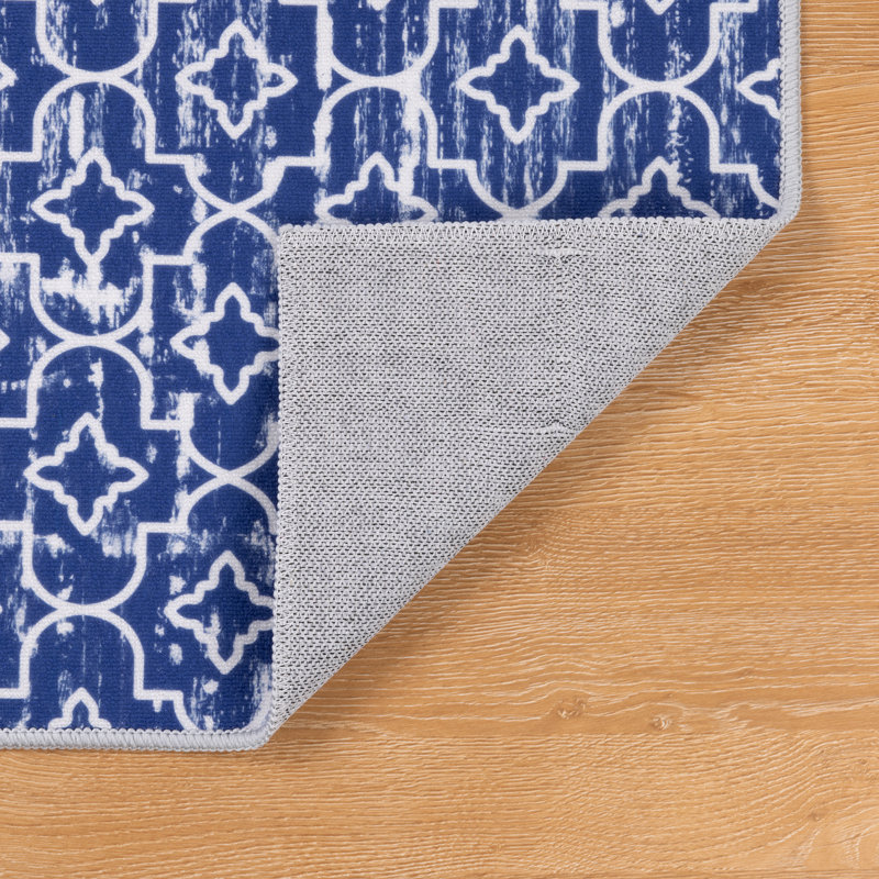 Machine Washable Non-Slip Kitchen Mat, Blue