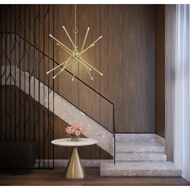 Lustre moyen 10 lumières bronze, Laiton satiné