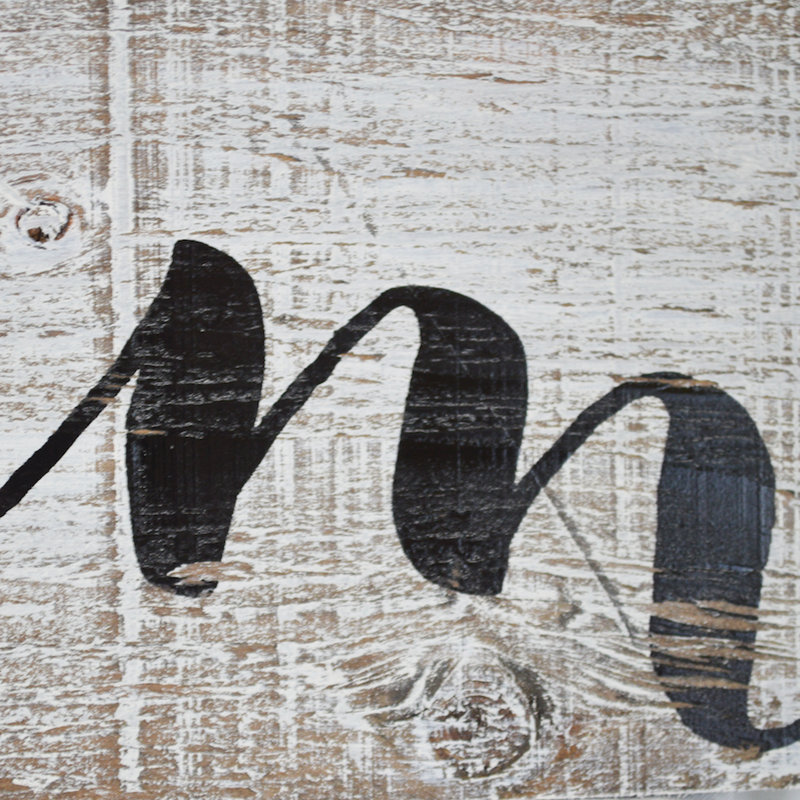 « welcome », art textuel sur bois manufacturé