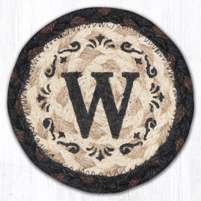  Monogramme tressé avec imprimé Jute Coaster rustique style campagne, H 5 po au pochoir personnalisé