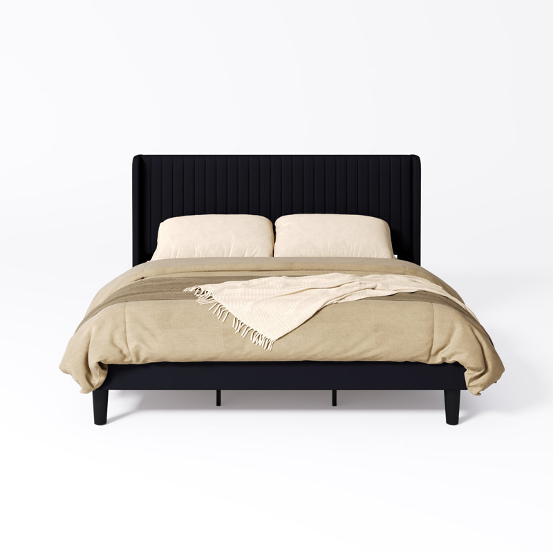 Airlia Upholstered Unfinished Platform Bed, Black, Full
