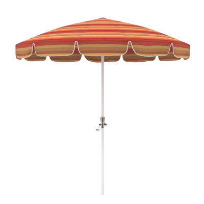 Parasol de patio blanc 8,5 pi avec nervures en fibre de verre et collier inclinable à Astoria Sunset Sunbrella