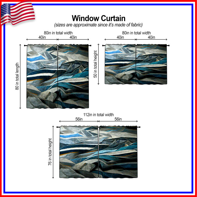 Rideaux abstraits abstraits et transparents - 2 panneaux, 56 po x 76 po - 2 panneaux, Obscurcissement de chambre