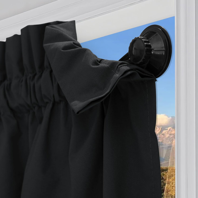 NICETOWN 100% Blackout Portable Curtains with Suction Cups, Lightweight Travel Curtains Easy to Catch & Install Window Treatments Thermal Insulated Blinds for Baby/Bedroom, 1 Panel