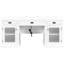 Bureau moderne blanc rectangulaire de 67 po avec 2 portes en verre, 3 tiroirs, des ports et des tablettes réglables pour la fantaisie de bureau à domicile