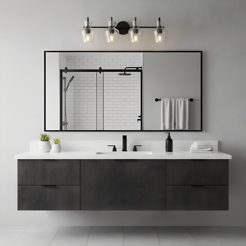 Hollis 4-Light Matte  Vanity Light, 9.5" H x 30.25" W x 6.5" D, 4 Lights