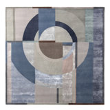 Rug & Kilim’S French Square Art Deco Rug In Blue And Gray Patterns