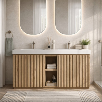 Meuble-lavabo double autoportant Adria