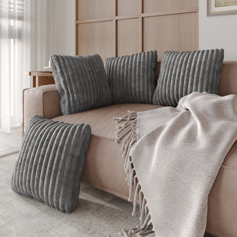 Housses de coussin en velours carré 18 po x 18 po Laconia, Gris