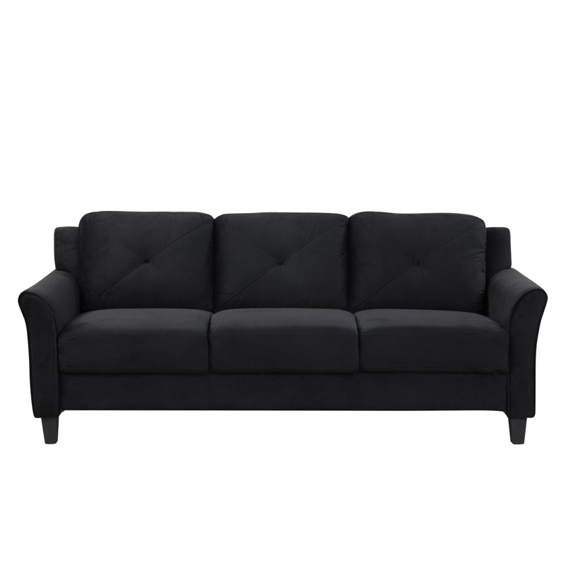 Canapé rembourré 74,9 po Myrian, Polyester noir antique, H 31,1 po x l 74,9 po x P 29,5 po
