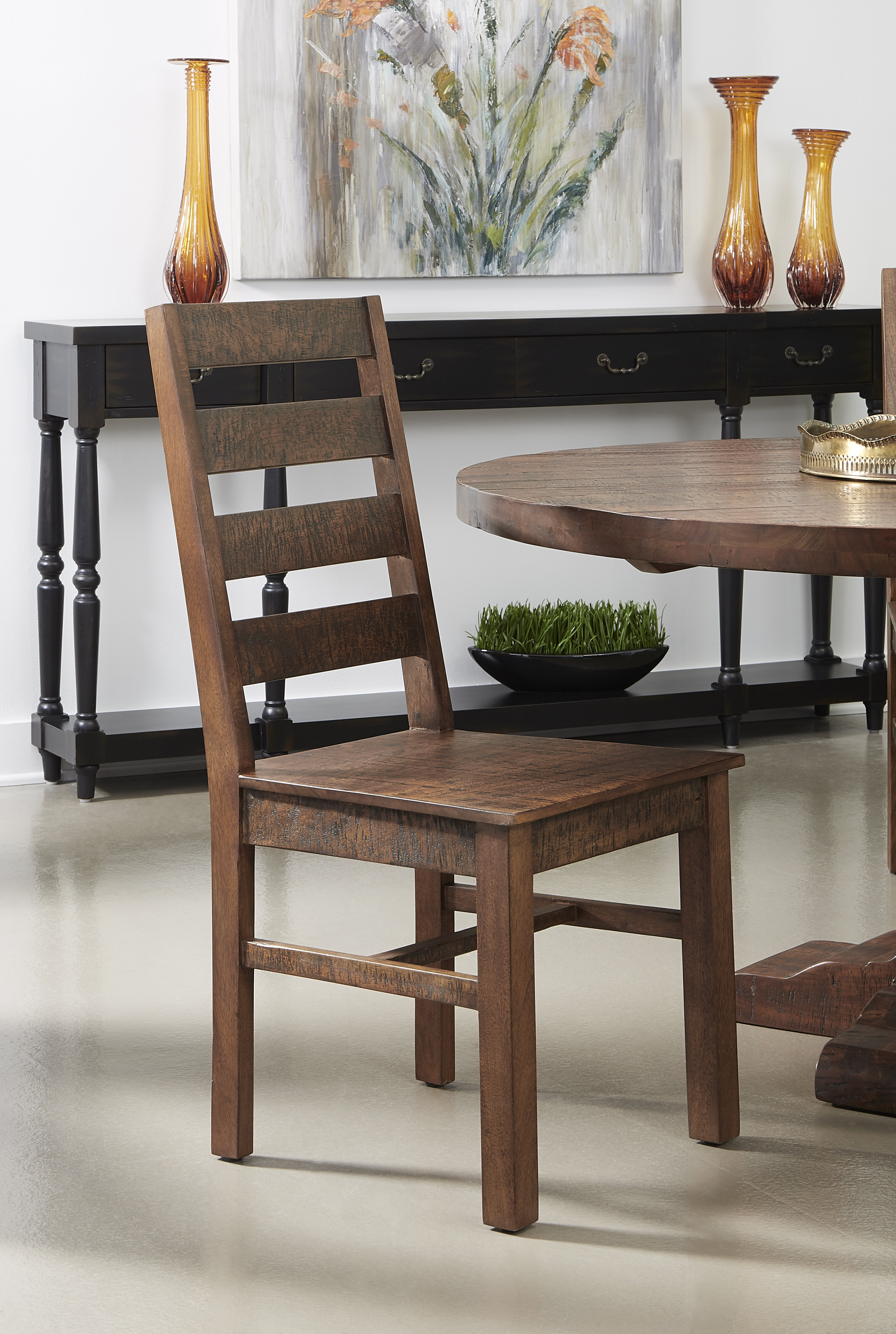 Lovette Solid Wood Ladder Back Side Chair in Brown