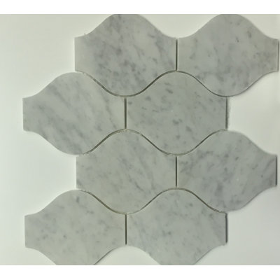 Carreau de mosaïque de fantaisie en marbre 11 po x 13 po Bianco Carrara