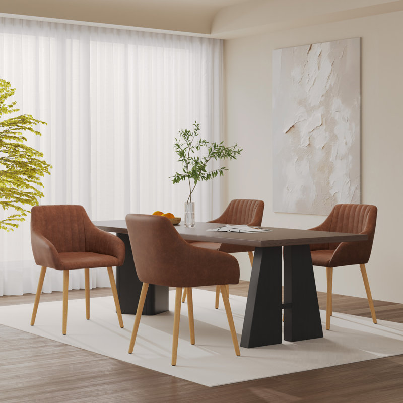 49.5cm H Faux Leather Upholstered  Dining Chair, 4