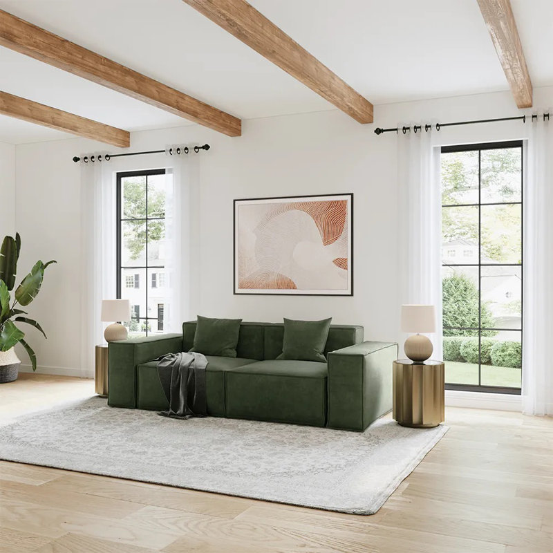 Canapé modulaire surdimensionné en tissu Barrett Minimalist, H 30,2 po x l 83,86 po x P 37,8 po, 2, Vert