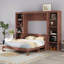 Lit escamotable double avec bureau et bibliothèque, lit plateforme pliable avec plusieurs supports de rangement pour la chambre d'amis-1664703481
