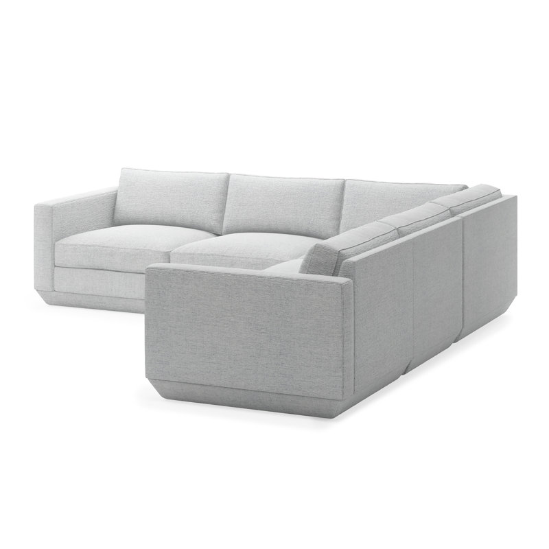 Canapé modulaire de coin 5 pièces Podium, Sergé de performance argent Bayview