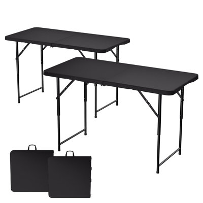 Table pliante de 120 cm - Table d'extérieur portable en PEHD avec poignée de transport pour le camping, les pique-niques et les fêtes - Plateau blanc + structure en plastique gris anthracite