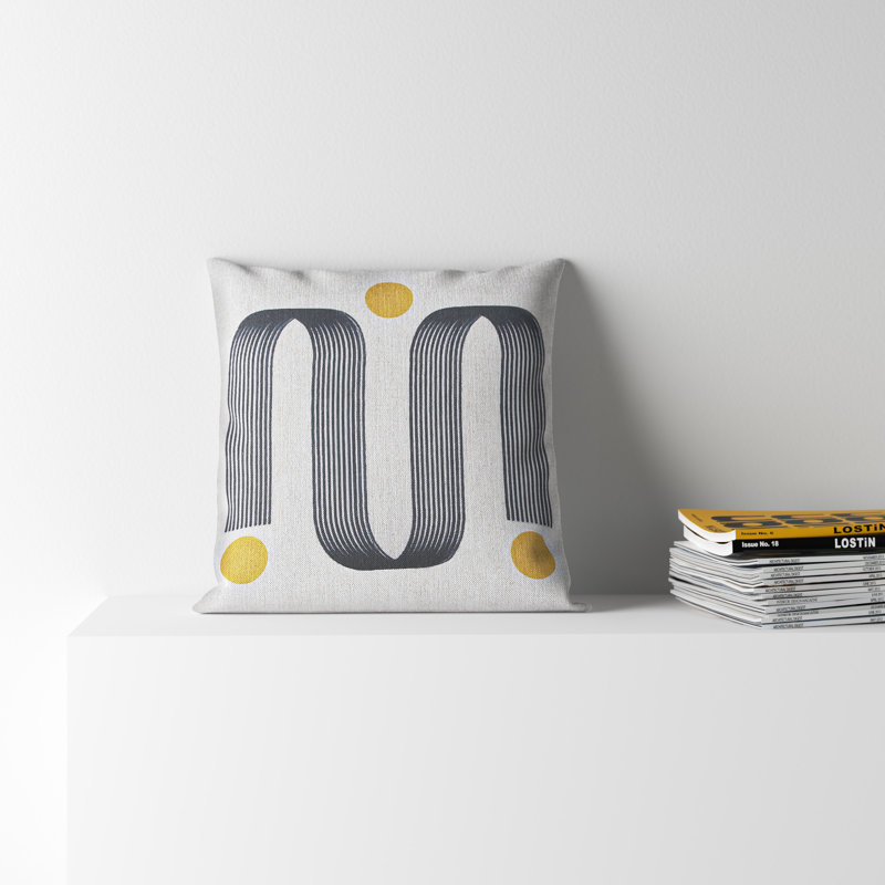 Hardin Geometric Feather Linen Throw Pillow