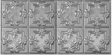 Victorian 48.5'' L x 24.5'' W Tin Glue Up Ceiling Tile In Shiny Silver Chelsea Decorative Metal Co