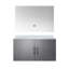 Meuble-lavabo de salle de bain gris foncé avec surface en quartz et Miroir - Espace de rangement intérieur spacieux-1552794700