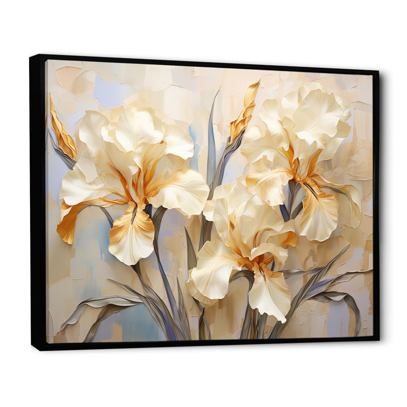 Minimalisme sérénade d'Iris II sur toile, H 16 po x l 32 po x P 1 po, Cadre flottant noir