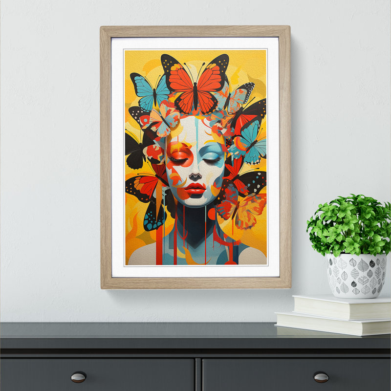 Butterfly Constructivism - Framed Print, Oak Framed, 46cm H x 34cm W x 2cm D