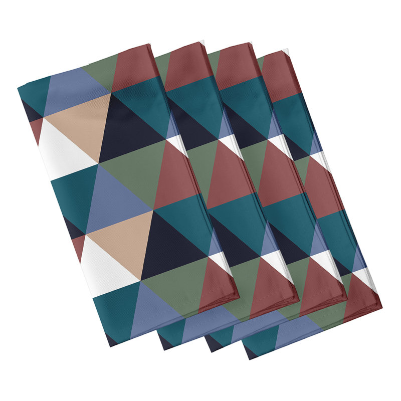 Mata Polyester Geometric Square Napkin, 18" W x 18" L, Rust / Blue