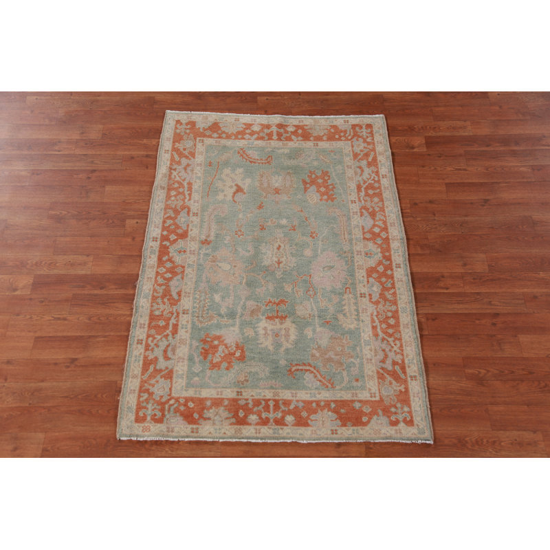 Vegetable Dye Green Oushak Turkish Rug 3x5