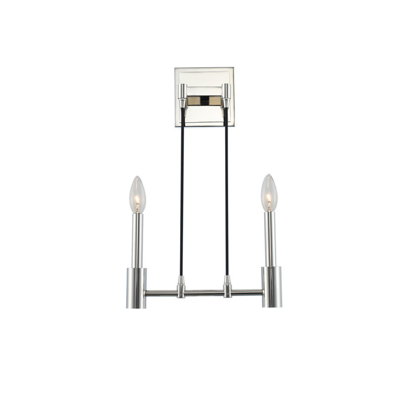 Applique murale 2 lumières Mid-Century Kingston Modern Art Deco par Kalco, Nickel poli