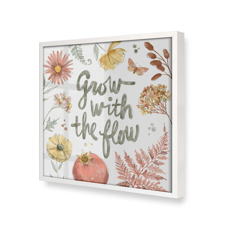 " Botanical Encouragement I ", Opaque White, 13.5" H x 13.5" W