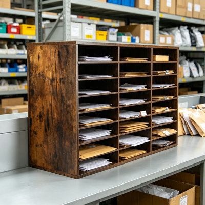Organisateur de livres en bois avec tablettes réglables, boîte aux lettres de classe et trieur de courrier pour les enseignants et le bureau, organisateur de papier à compartiments multiples