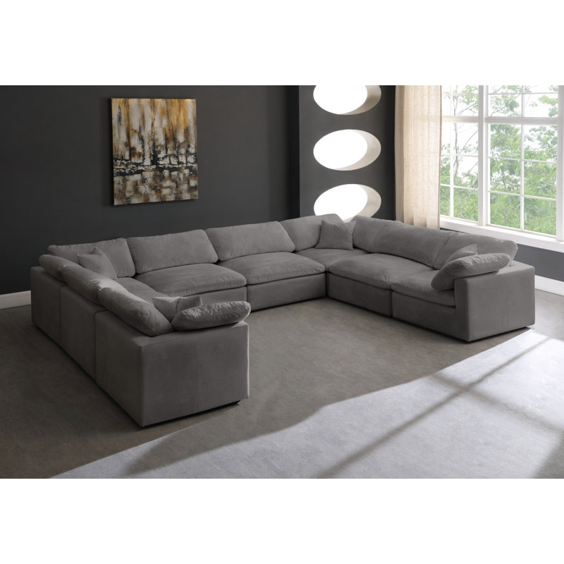 Canapé modulaire réversible en velours Cozy, Velours gris