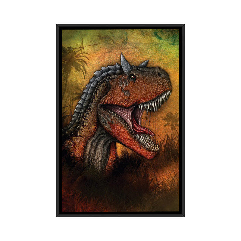 Carnotaurus Dinosaur Portrait - Print on Canvas, 66.04 cm H x 45.72 cm W, Black Framed