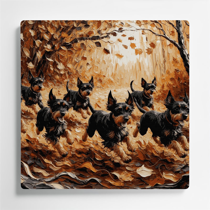 Chiens Affenpinscher, art mural en métal noir, H 16 po x l 16 po