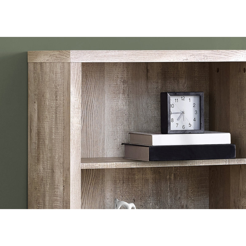 Bibliothèque Jesscia Meny, 48 po, 4 tablettes larges, socle uni, taupe, Taupe, (4 Shelves) 48" H x 12" W x 24" D