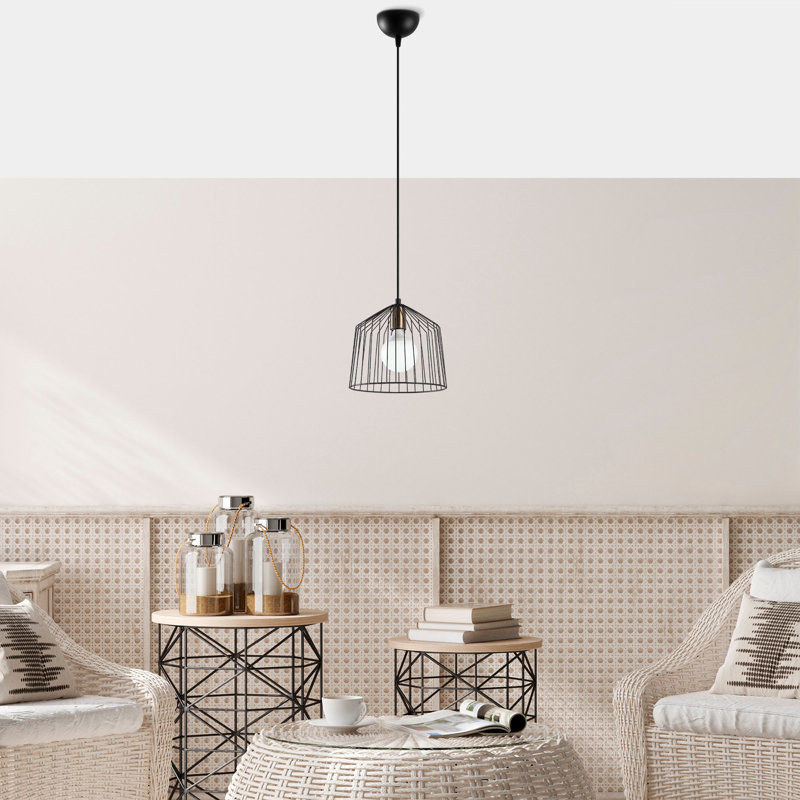 Luminaire suspendu en dome à 1 lumière, Noir