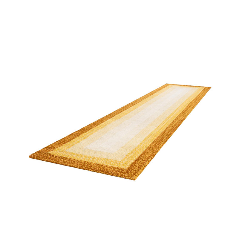  Ombre Hand Braided Wool Rug, Yellow, Runner 2' x 6'1"
