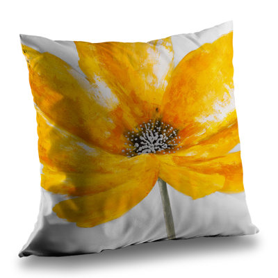 Big Yellow Flower - Floral Poly Twill Throw for Bedroom – Throw Pillow Cover Only, Double-Sided Print, Insert Not Included