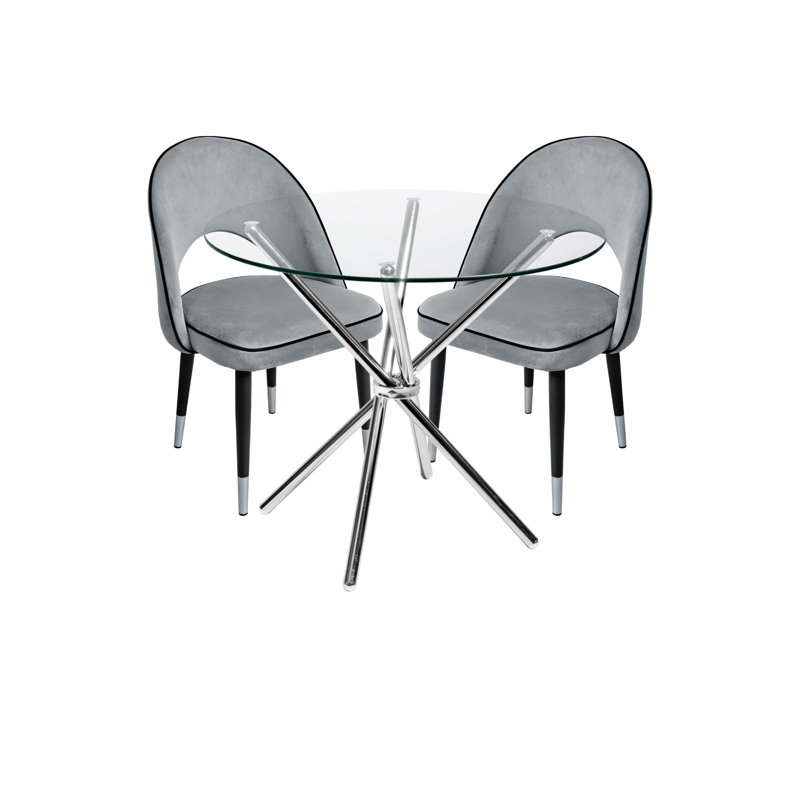 2 - Person Dining Set, Grey, Clear