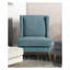 Fauteuil à oreilles moderne en chenille bleu moderne avec pieds en métal doré et dossier cousu à losanges-134541545
