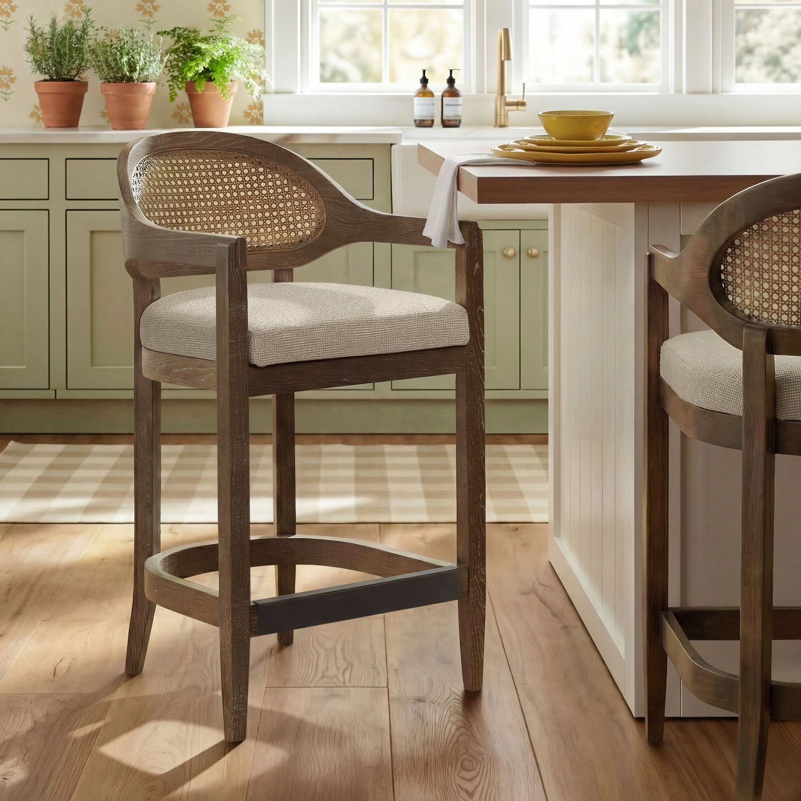 Copley Bar Stool, Taupe Beige, Counter Stool (26” Seat Height)