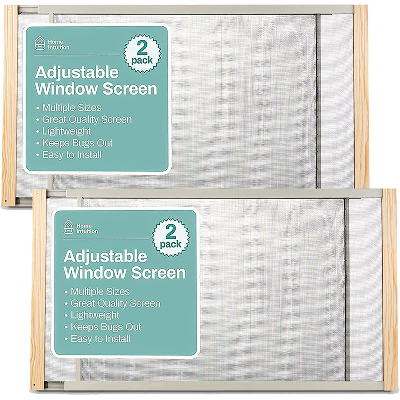 Home Intuition 2-Pack Adjustable Horizontal Window Screen 25-45 inches Wide, 15 Inches High, 14.75"H x 25"-45"W x 24.75"D