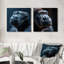 Profil de gorille sur fond noir uni I - art mural gorille - ensemble de 2 décorations murales modernes-1815863408-1815863410-1815863419