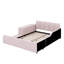 Lit tapissier au sol, lit d'enfant avec bureau de chevet et petit tabouret rond-1052588867-1052588869
